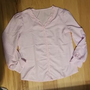 Pink Lace Trim Blouse